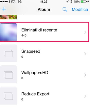 recuperare foto eliminate di recente su iphone