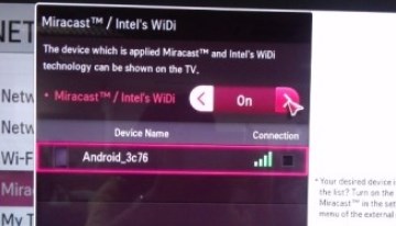 Miracast per collegare smartphone a tv