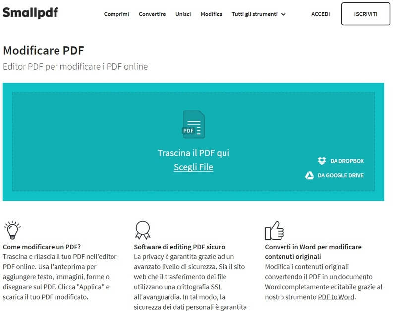 Modificare PDF con SmallPDF