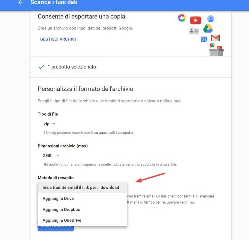 Scaricare backup gmail