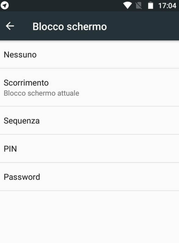 Blocco schermo smartphone