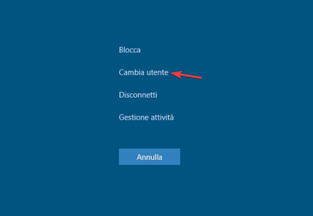 Cambia utente windows 10