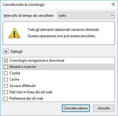 Cancellare la Cronologia su Mozilla Firefox