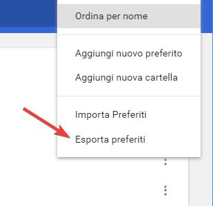 menu preferiti Chrome