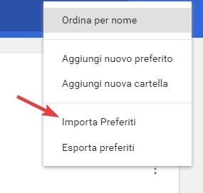 Importa preferiti Chrome