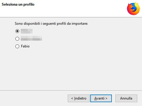 Profili chrome da cui importare