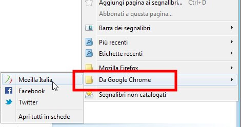 Segnalibri da google chrome