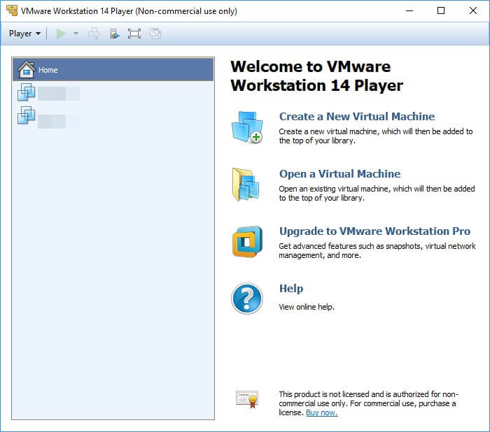 VMware Workstation Player installazione