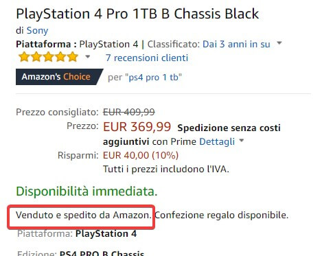 Venduto e spedito da Amazon