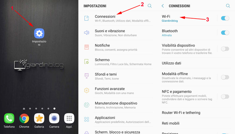 come accedere al menu wifi su android 