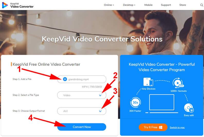 come convertire video online