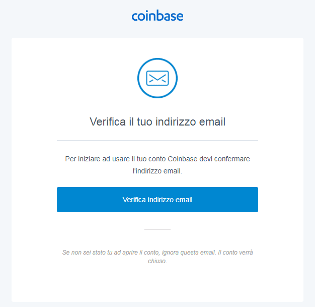 verifica indirizzo email coinbase