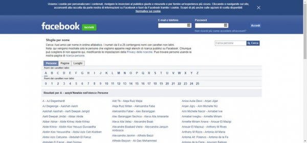 Cerca persone su Facebook in modo anonimo