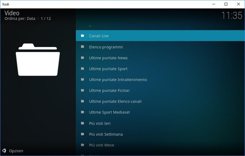 Kodi addon per Mediaset