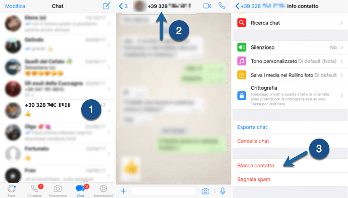 bloccare numero sconosciuto whatsapp