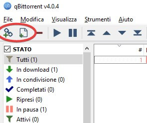 aggiunti torrent o link magnet a qbittorrent