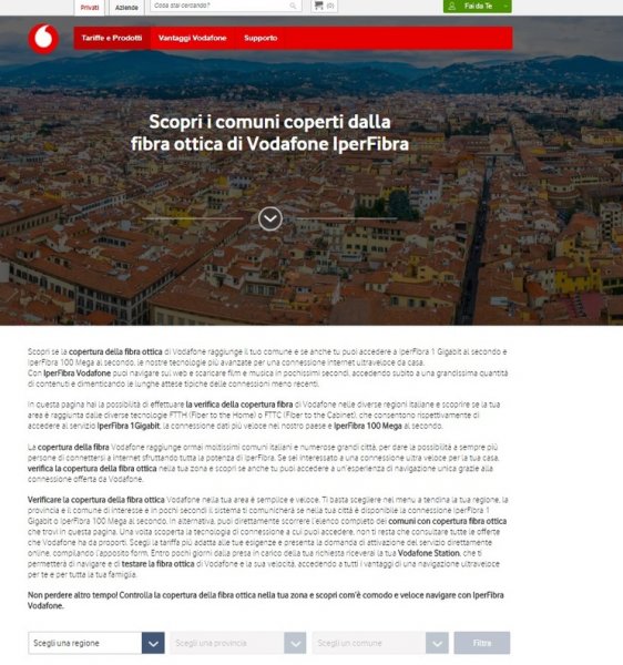 Verifica la Copertura fibra Vodafone