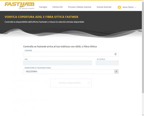 Verifica la Copertura Fibra Fastweb