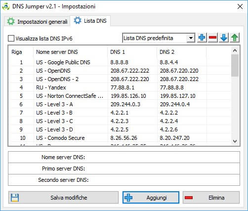 DNS Jumper lista DNS