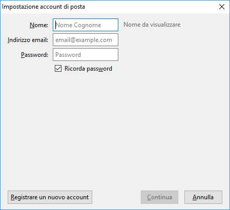 Impostazione account Aruba mail con Thunderbird