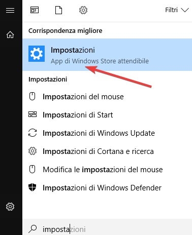 Impostazioni Windows 10