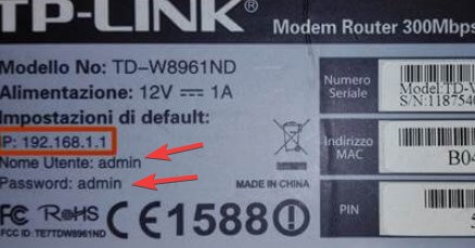 Password sull'etichetta router