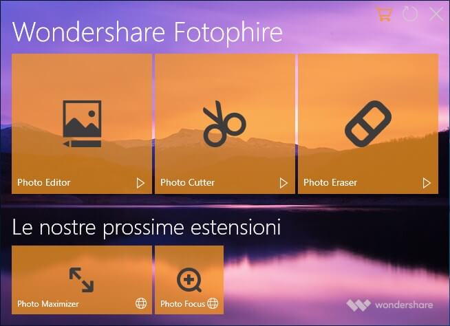 Wondershare Fotophire Interfaccia