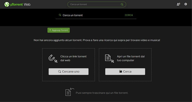 μTorrent aggiungi torrent tramite magnet o file con estensione .torrent