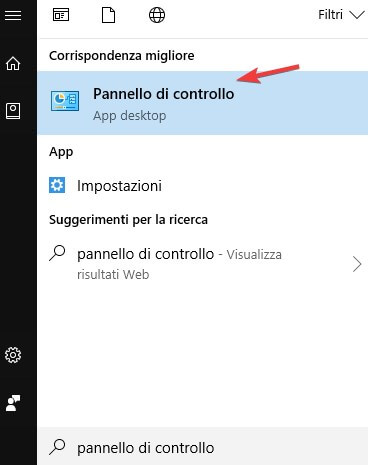 Pannello di controllo