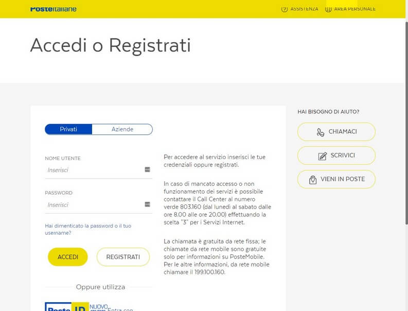 Poste Italiane login