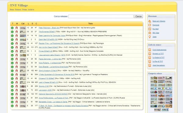 interfaccia per scaricare torrent da TNT Village