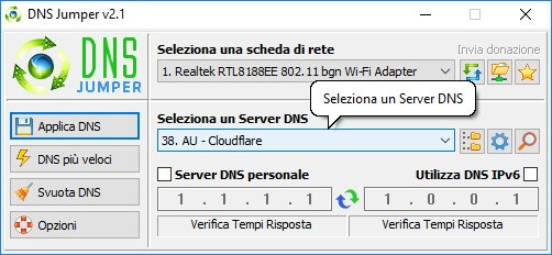 DNS 1.1.1.1 CloudFlare: DNS Jumper