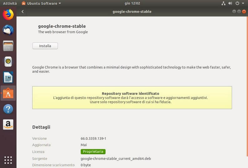 Google Chrome su Ubuntu