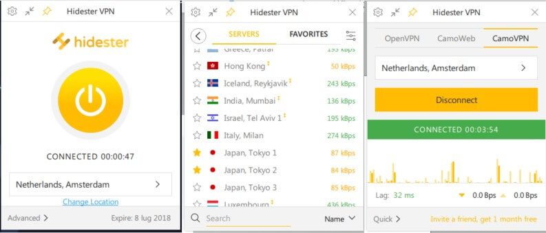 Le migliori VPN per giocare: Hidester VPN client