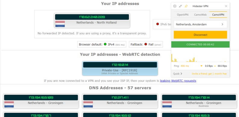 Hidester VPN test