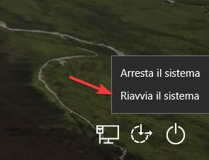 Riavvia il sistema da login