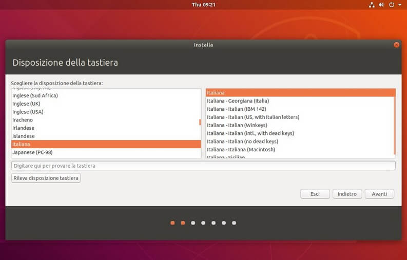 Tastiera per ubuntu