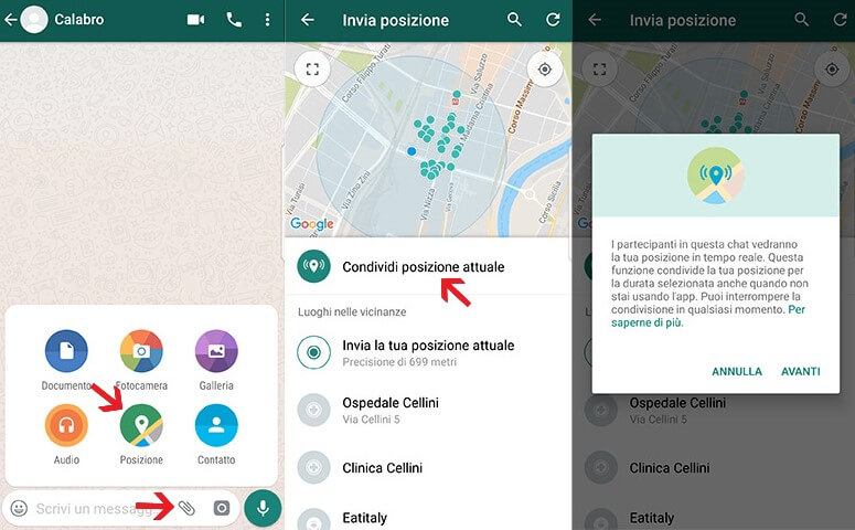 Sapere dove si trova una persona: posizione WhatsApp