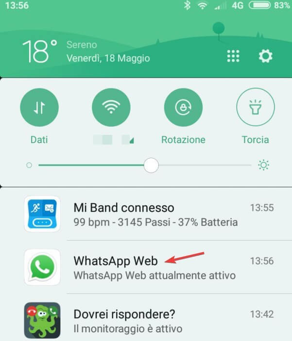 WhatsApp notifica Web