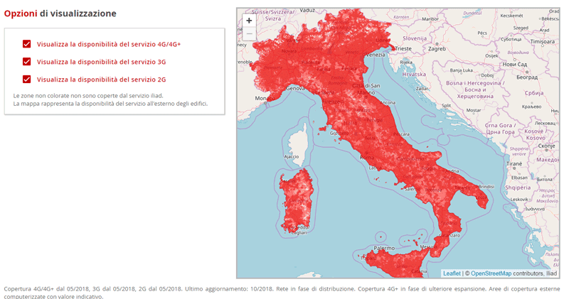 copertura iliad 2g 3g 4g plus