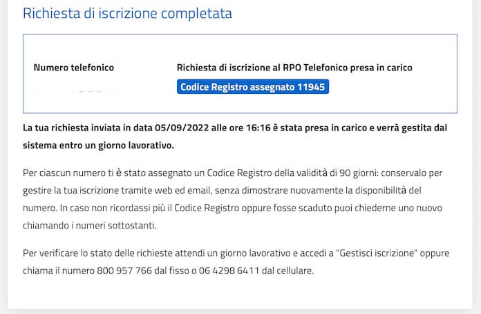 Registro Pubblico Opposizioni Codice Registro