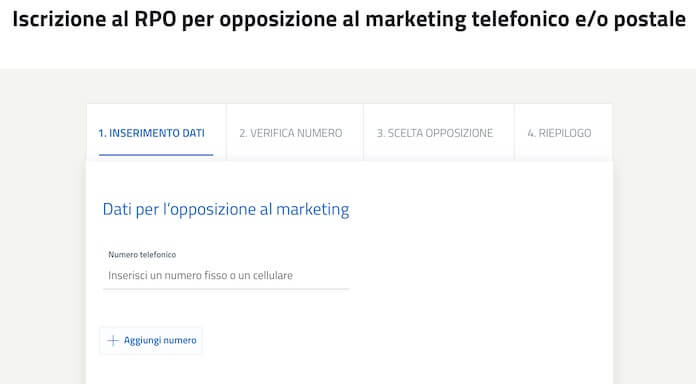 Registro Pubblico Opposizioni Inserimento Dati