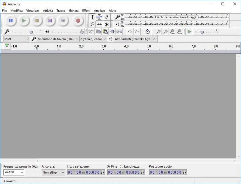 Audacity interfaccia