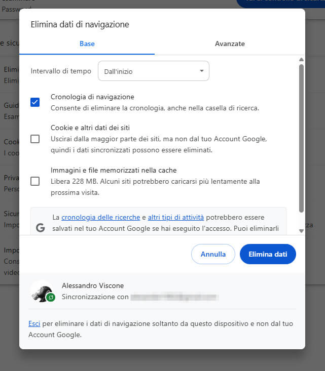 Cronologia Google Chrome