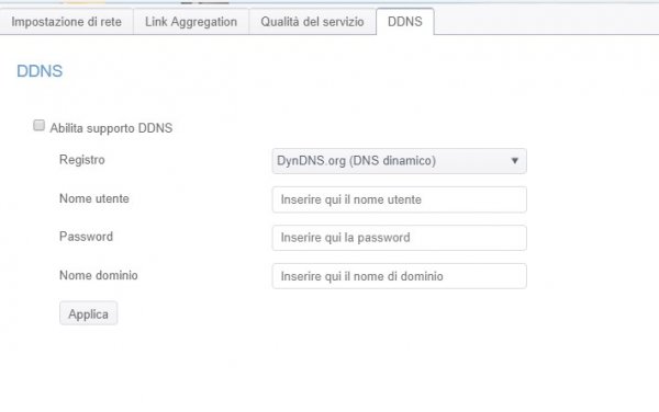 DDNS NAS e credenziali