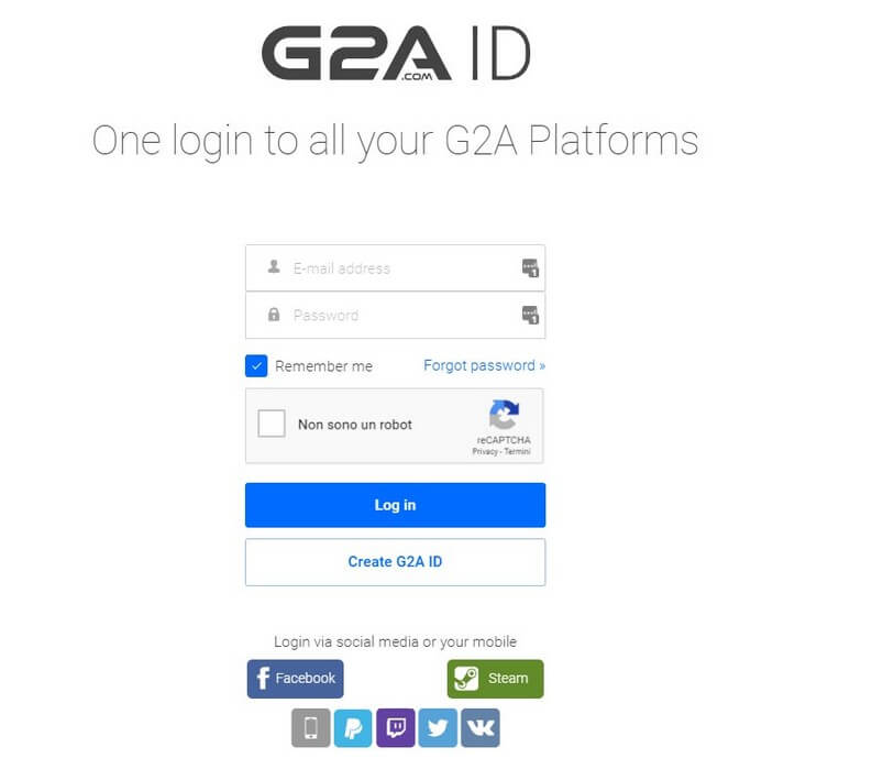 G2A ID login profilo