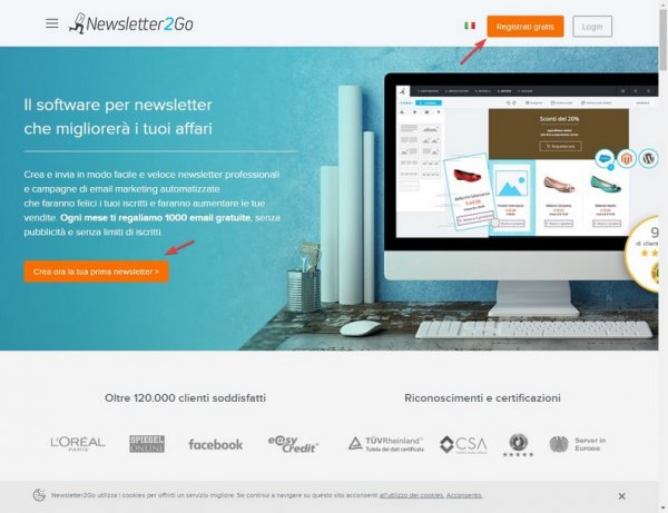 Newsletter2Go registrazione