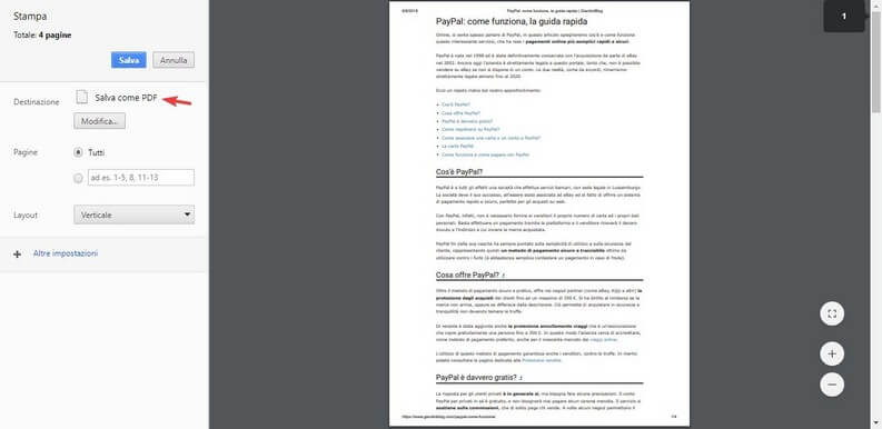 Salva come PDF Windows