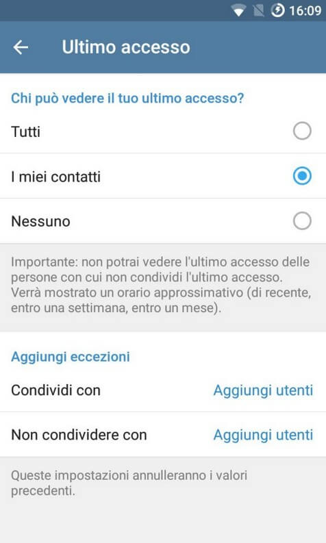 Vedere ultimo accesso Telegram