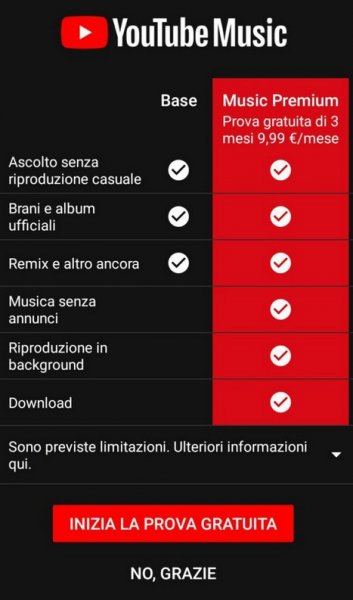 YouTube Music differenza versione base e music premium